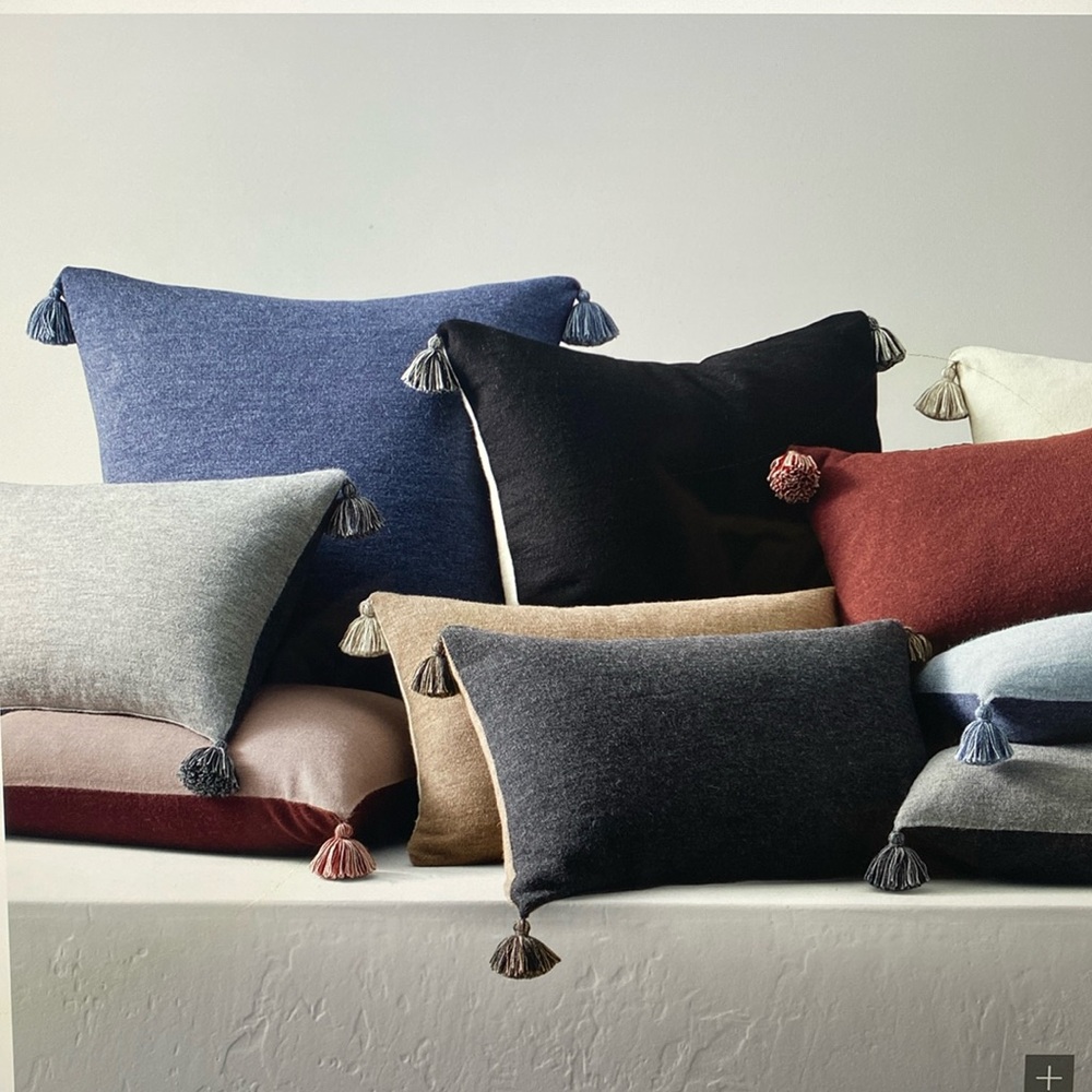 Restoration Hardware Suri Alpaca Pom-Pom Pillow Cover Square Blue
